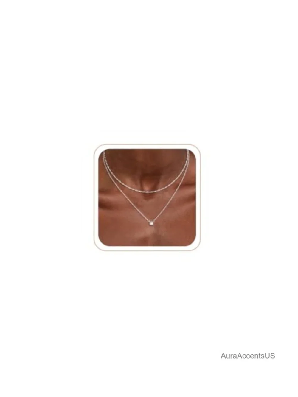 Layered Silver Plated Necklace Set Dainty Stackable Charm CZ Pendant Jewelry